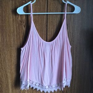 light pink floral crotchet tank top